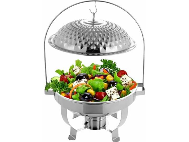 FLTRGO Edelstahl-Diamant-Hängedeckel-Herd, runde Buffet-Wärmer-Sets, hängender Deckel, Essherd mit binauralen Tragehänden, Chafing Dish Buffet-Set für Restaurants, Familienfeiern~/