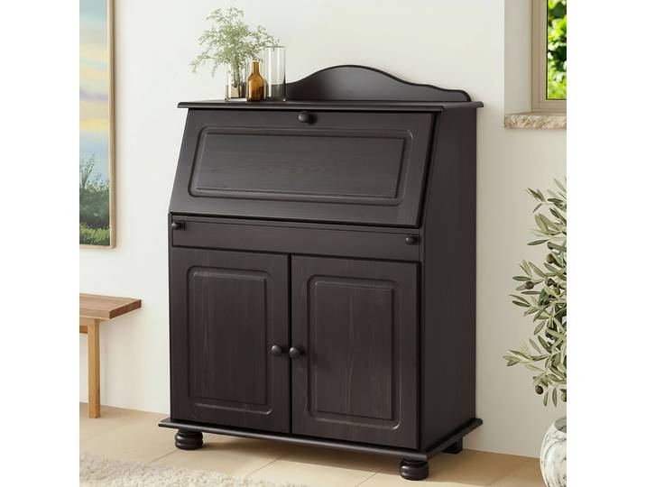Sekretär GOODPRODUCT Mette, Schreibtisch im Landhausstil , braun (dunkelbraun), B:82cm H:107cm T:39cm, Sekretäre, Sekretär, aus Massivholz, Breite 82 cm