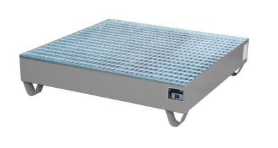 Stahl-Auffangwanne mit Gitterrost, 1200 x 1200 mm, grau RAL 7005