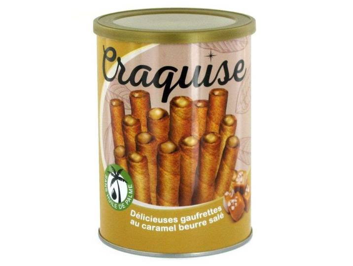 CRAQUISE Gaufrettes Fourrées au Caramel au Beurre Salé en Boîte Métallique, 400 g