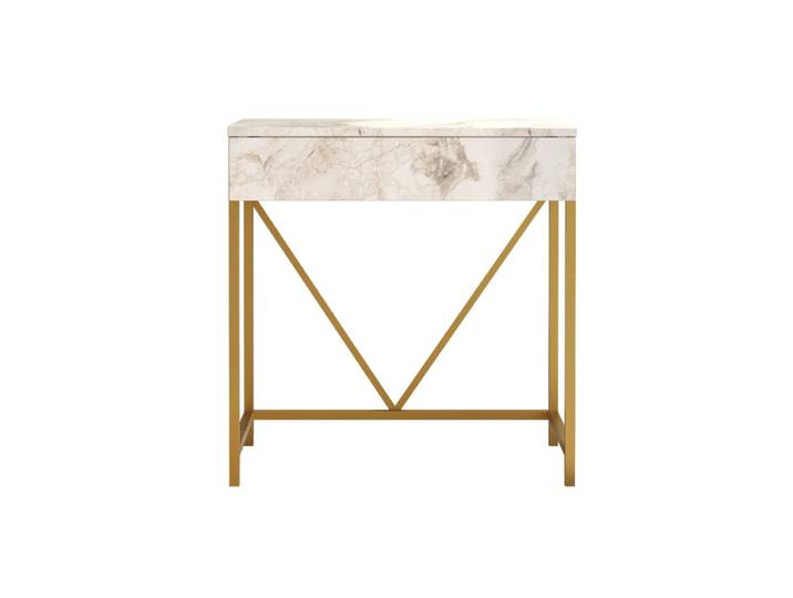Console avec tiroir et miroir blanc et doré