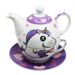 EinhornLiebe - Teekanne mit Tasse - Tea for one (4-teilig) Teetasse Kanne Tasse Teeservice