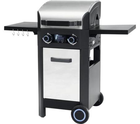 Elektrogrill TENNEKER Carbon Grill TE-2 U mit digitale Temperaturanzeige, Warmhalterost, Fronttür und Deckel aus Edelsta