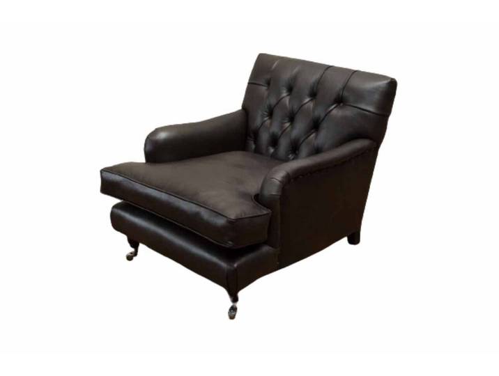 JVmoebel Chesterfield-Sessel Braunes Chesterfield Sofa aus Leder und Textil mit Holzfüßen (Packung, Sessel), Made in Europa