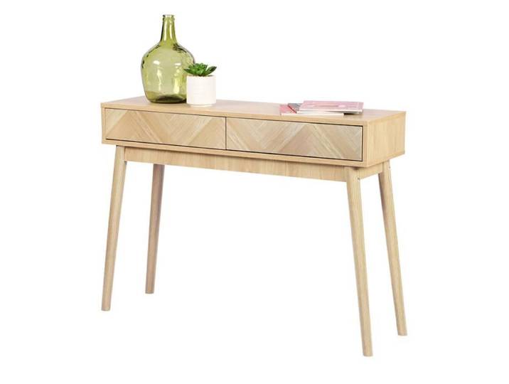 Console 2 tiroirs effet bois clair Shelby