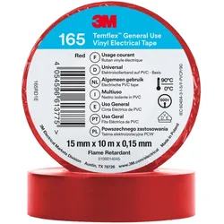 3M Deutschland PVC Elektro-Isolierband Temflex165 rot15X10