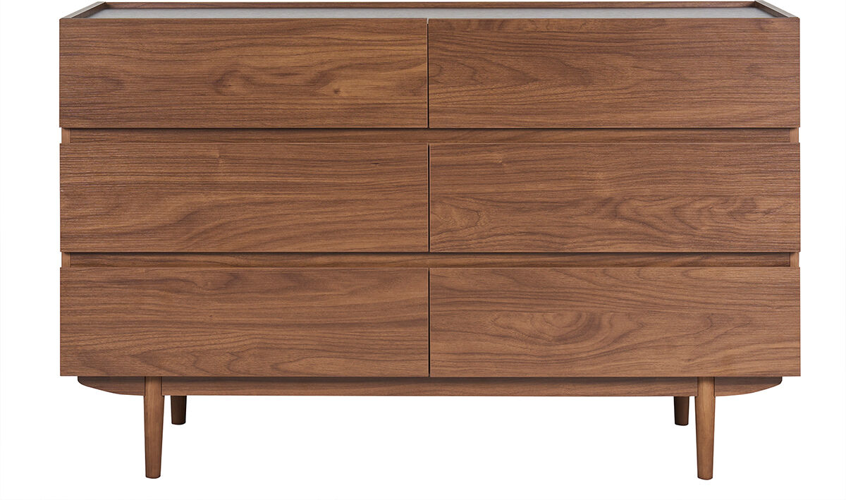 Miliboo Commode finition bois foncé noyer 6 tiroirs L120 cm SANAA