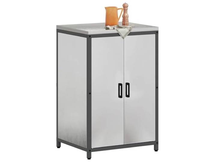 KTHLBRH Hattem Küchenschrank Silber 60 x 50 x 92 cm Stahl 2 Türen, robuste Struktur, modernes Design, einfache Montage, Verwendung im Freien