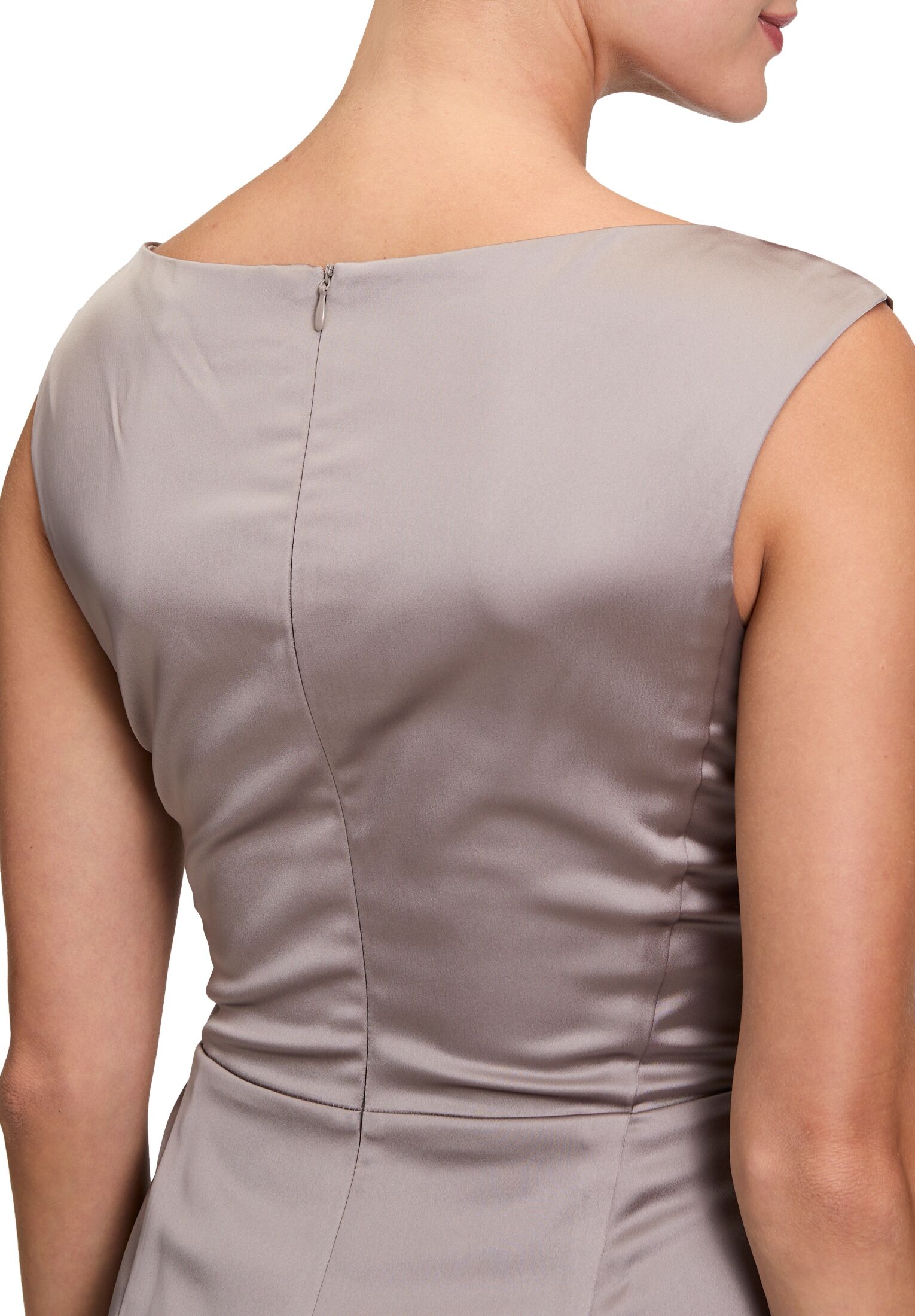 Etuikleid VERA MONT "Etuikleid mit Raffung", Damen, Gr. 36, EURO, grau, 96% Polyester PES. 4% Elasthan EL., Kleider Etuikleid