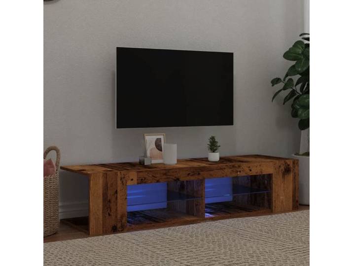 Meuble TV avec lumières LED vieux bois bois d'ingénierie support TV meuble multimédia console TV meuble hifi 856323