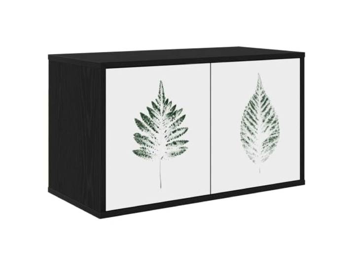 HFXHIJXQ TV Board Wandmontiert Schwarz Eichen-Optik 69x33x40 cm Platzsparendes Lowboard mit Muster für Wohnzimmer und Schlafzimmer. Stabile Wandmontage mit 2 Türen.