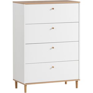 Schildmeyer Kommode Hilda, 701890, mattweiß / artisaneiche, mit 4 Schubladen, 80 x 117 x 40cm