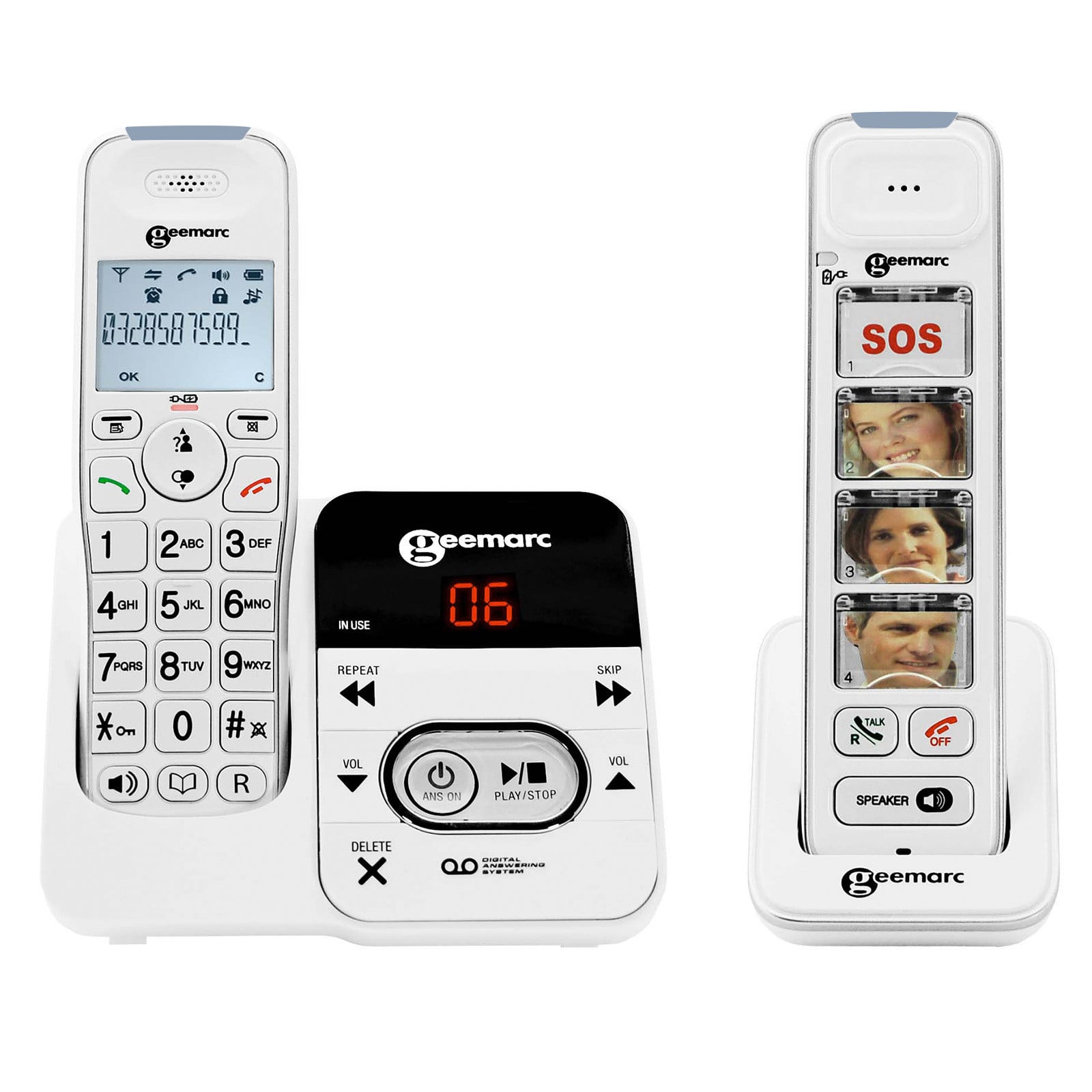 Geemarc Pack Mobility 295 Versterkte Draadloze Seniorentelefoon met Antwoordapparaat en Extra DECT-telefoon Duitse Versie