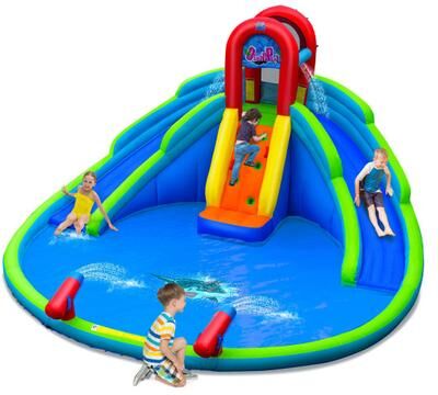 Costway Inflatable Waterslide Bounce House with Upgraded Handrail without Blower