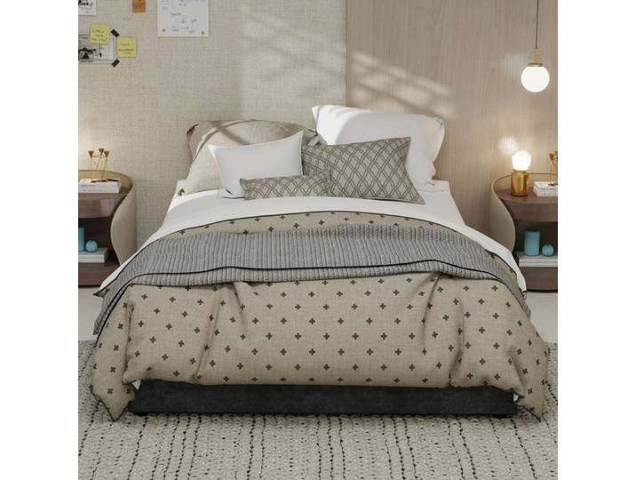 Cadre de lit double - 140x200 cm - Gris - Velours néerlandais - Éclairage LED réglable