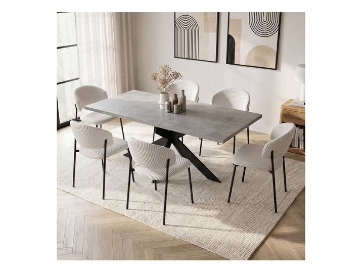 Jiexi Essgruppe Ausziehbarer Esstisch 160-200cm MDF Rhein Set Cord Stühle