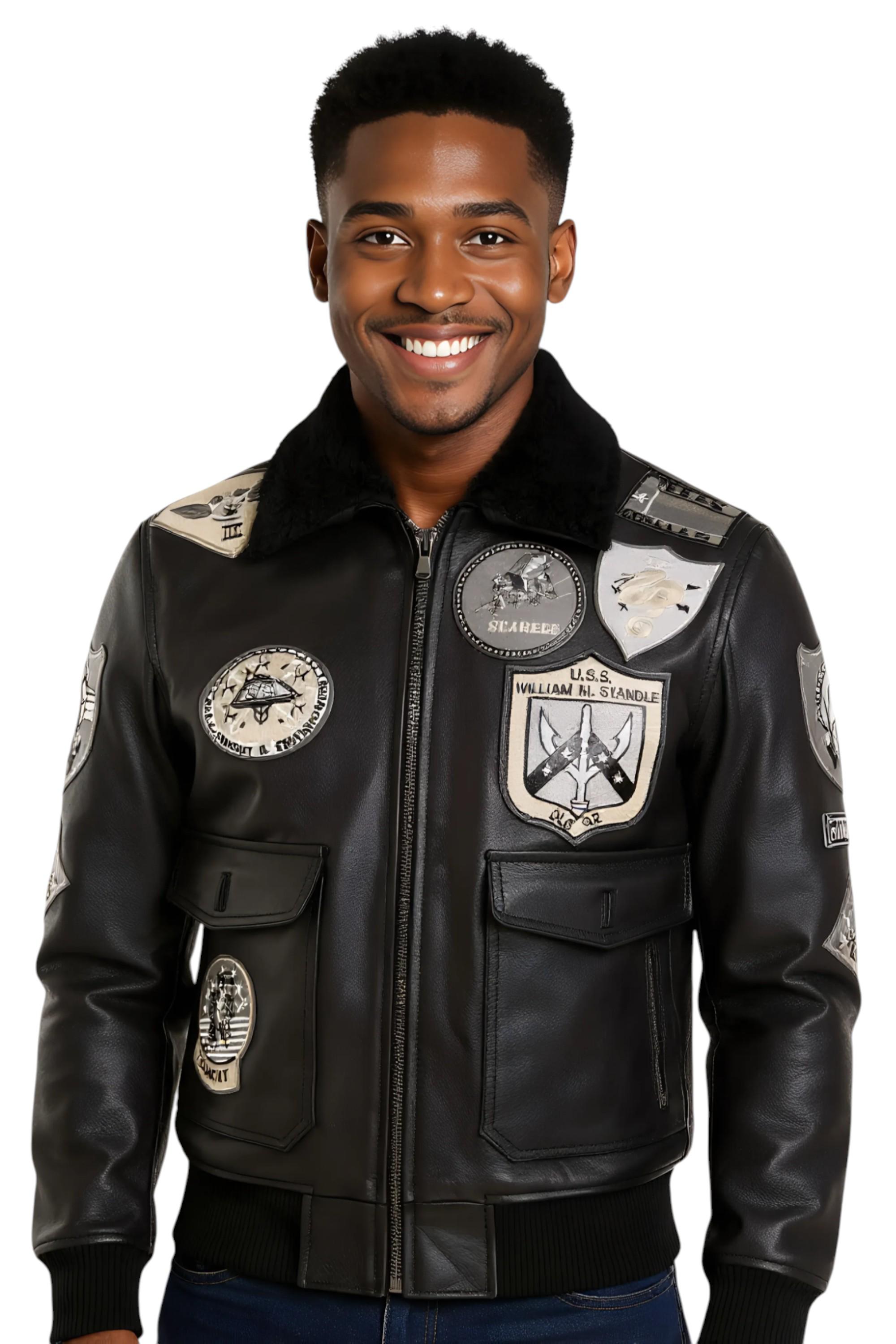 Heren True Black Top Gun A2 leren bomberjack - Perth