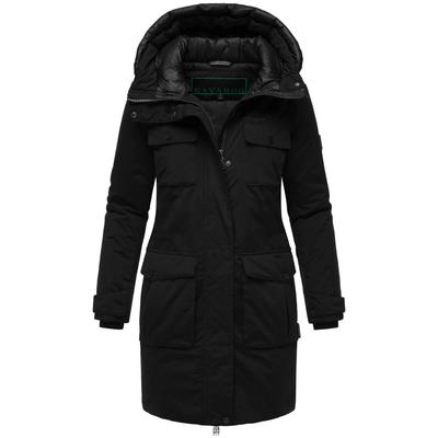 Winterjacke NAVAHOO "Eissturm 14", Damen, Gr. S (36), schwarz, Material: 100% Polyester, gerade hüftbedeckend, weit gerader Abschluss, Jacken Winterjacke, Wasserabweisende Jacke mit Kapuze