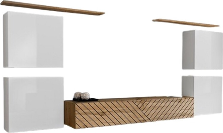 Meublorama SWITCH IV design woonkamermeubels set - Wit en eik