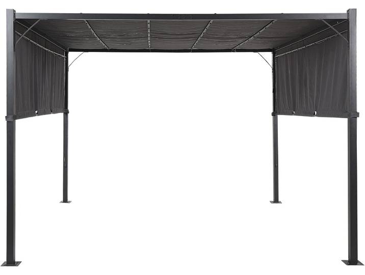 BELIANI Garten Pergola Grau mit Dach LED-Beleuchtung Sonnenschutz Gartenausstattung Wasserabweisend Quadratisch Garten-Möbel Terrassen-Möbel Pavillon