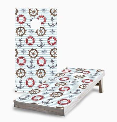 Skip's Garage Nautical Stripe Pattern Cornhole Boards