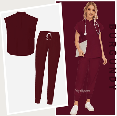 Inspire Essentials ProCare Womens Scrub Set Medical Uniform l burgundy