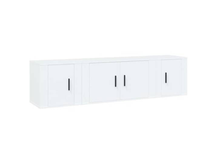 KGFHERENB 3-tlg. TV-Schrank-Set Hängend Weiß Holzwerkstoff Platzsparende Wandaufhängung mit Türen für staubfreie Aufbewahrung im Wohnzimmer oder Gästezimmer.