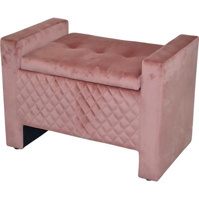 Sitztruhe INOSIGN, rosa (altrosa), B:75cm H:52cm T:45cm, Die rundum gepolsterte Sitztruhe überzeugt mit einem trendigen Retro-Look. Sitzfläche, Armlehnen sowie die Wangen sind mit einer weichen Polsterung bezogen, die im vorderen Bereich eine...