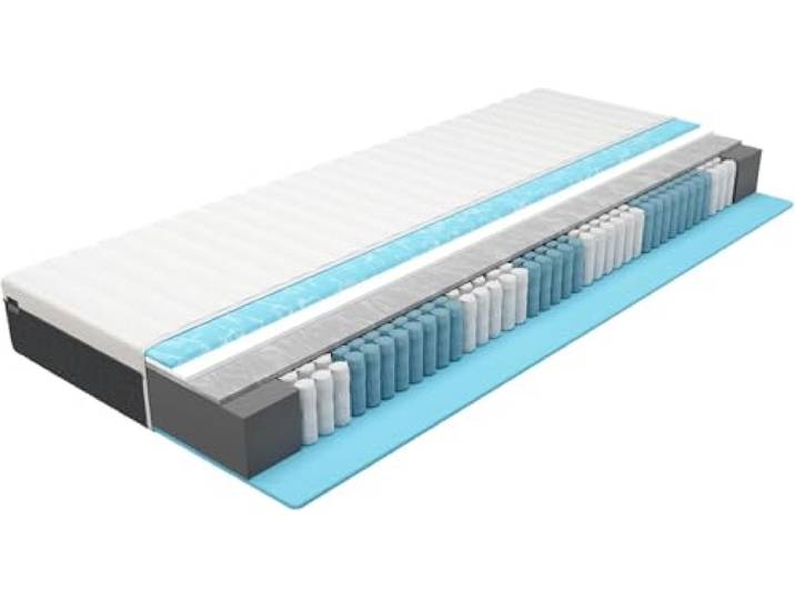 BMM Hybridmatratze easyone 90x200 cm 22 cm 7-Zonen Innovatives 5-Schicht-Hybrid-System vereint Gel-, Visco-, KSCell®-Schaum und Taschenfedern für ausgewogenen Schlafkomfort.