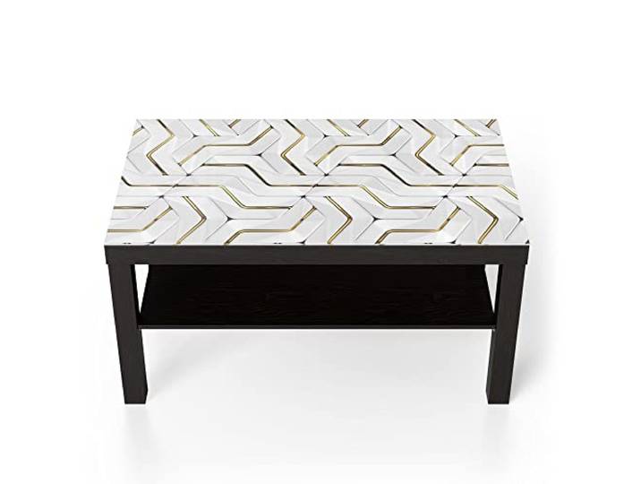 DEQORI Glastisch schwarz groß 90x50 cm Motiv Hochglanzmuster ausgefallener Beistelltisch aus Glas Hochglanz Couchtisch fürs Wohnzimmer moderner Couch Tisch mit Design