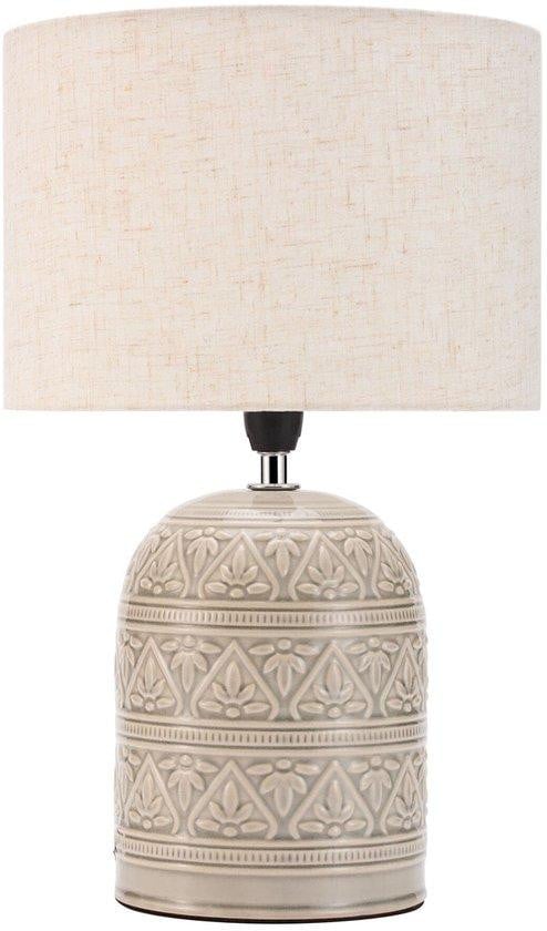 Unyqoos Boheems Tafellamp met Handgemaakte Keramieken Voet en Stoffen Lampenkap, E14-fitting, Max. 20W, Decoratieve Accentlamp voor Woon- en Slaapkamer