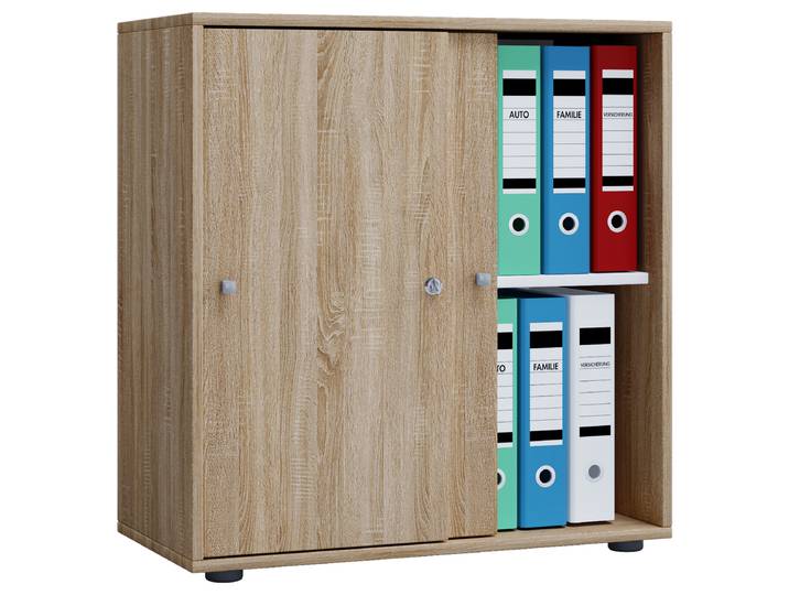 Schiebetürenschrank 74cm Multicolor/Weiß/Eiche Hell Dekor