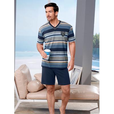 Schlafanzug KINGS CLUB, Herren, Gr. 56/58, blau (marine, blau), 100% Baumwolle, Homewear-Sets Schlafanzug