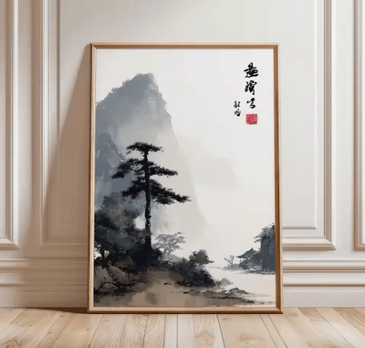 Inspire Picks Japanese Crane Ukiyo e Poster Vintage Red Sun Traditional Wall Art 15 40x60cm Unframed