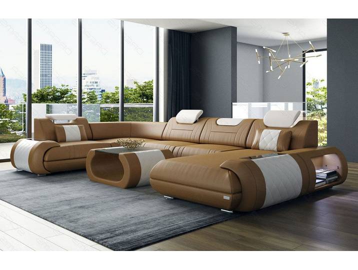 Leder Couch Rimini U-Form