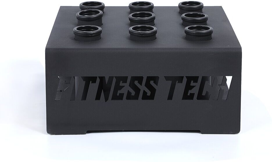 Fitness Tech Soporte de suelo para 9 barras olímpicas . Negro