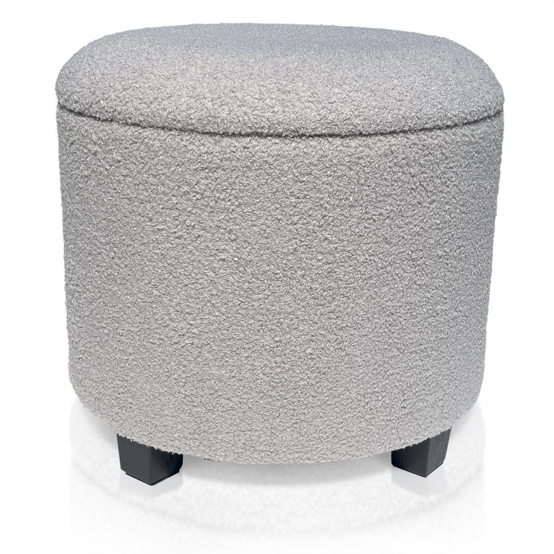 Froppi 45 cm W Teddy and Boucle Round Footstool with Storage Grey 41cm H X 45cm W X 45cm D
