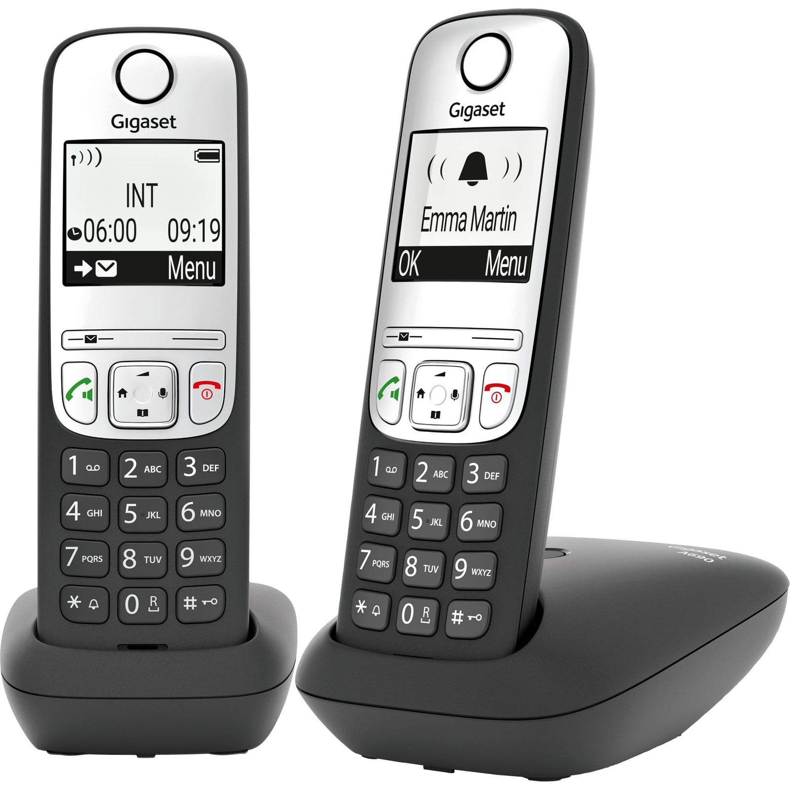 Gigaset A690 Duo Draadloze Telefoon met Nummerweergave, Zwart