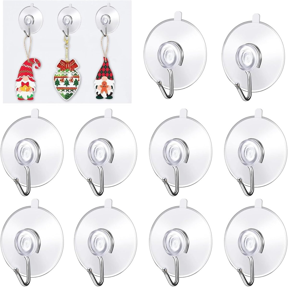 Set van 10 waterdichte zuignaphaken voor sterke en herbruikbare opslag, 4.5 x 4.5 cm
