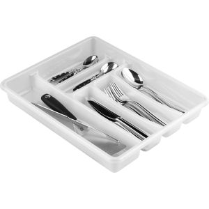 Rotho Besteckkasten Basic 1753100096, Kunststoff, 32 x 39 cm, weiß, 6 Fächer