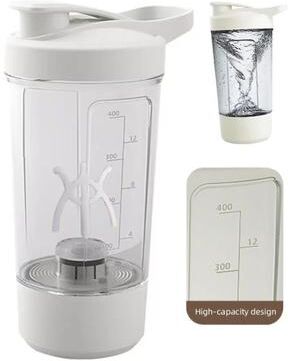Inspire Curations MixMate Electric Self Stirring Shaker Mug USB Rechargeable Protein & Milkshake Cup (15 Oz) 400ml (13.53 Fl Oz) 1pcs White