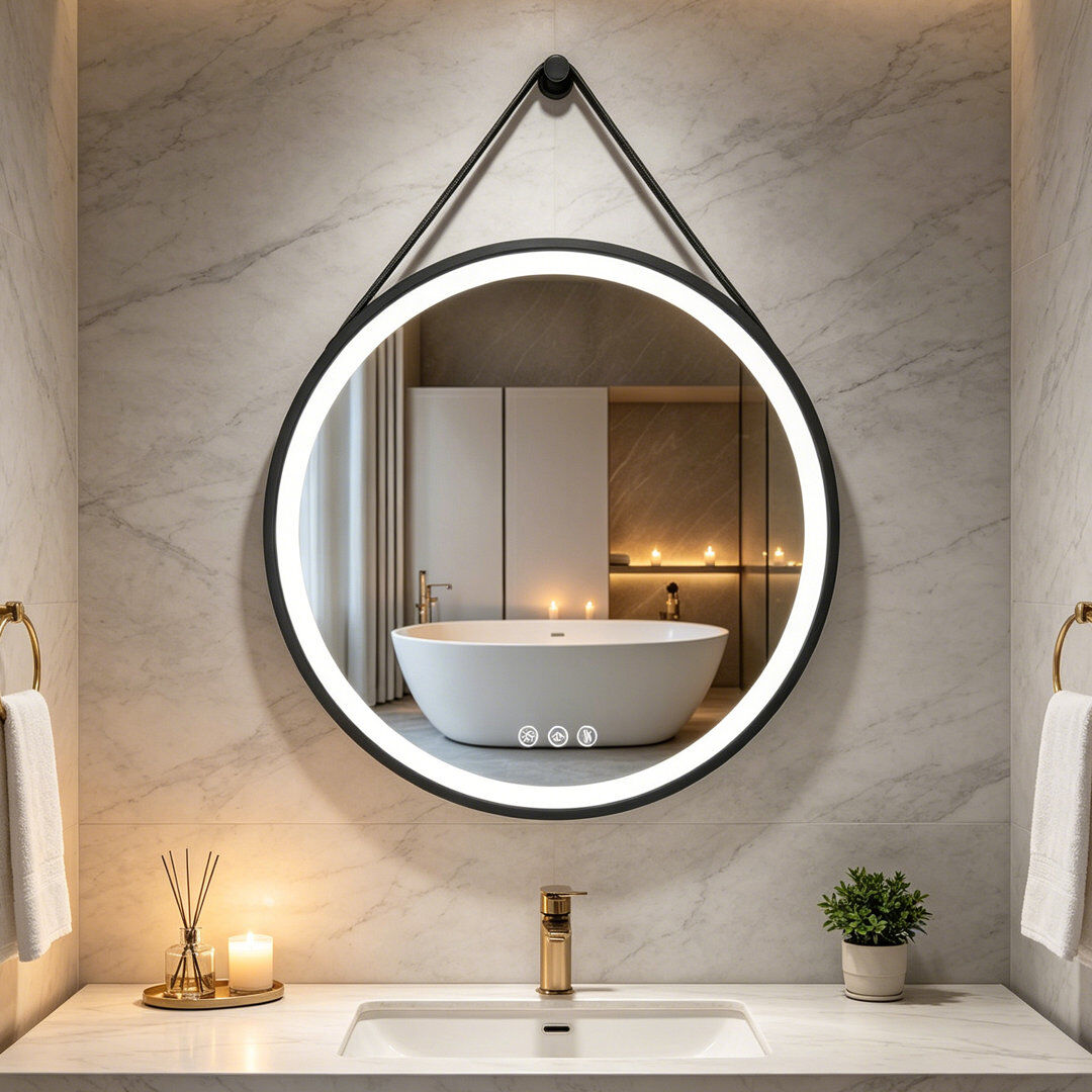 Metro Darita Round Vanity Mirror Black 70cm x 70cm