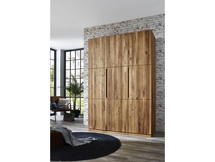 Kleiderschrank HOME AFFAIRE Azelie, aus Wildeiche , braun (wildeiche natur), B:152cm H:223cm T:62cm, Massivholz, Schränke, Kleiderschrank, Massivholz-Kleiderschrank, im 50 cm Raster planbar