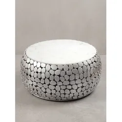 Couchtisch Marmor Silber-Weiß Ø 66x32 cm - DIEMEL   Kadima Design