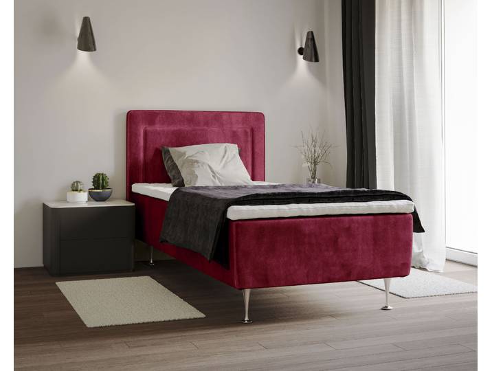 Boxspringbett HOME AFFAIRE Hacer , rot, B:91cm L:208cm, 100% Polyester, Komplettbetten, Boxspringbett, Topper, H2 oder H3 und in Breiten 70,80,90,120,140,160,180 wählbar
