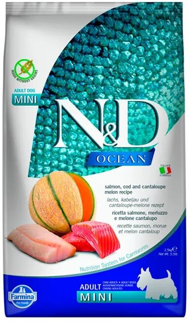 Farmina Ração Cão Adulto Mini ND Ocean Salmão Bacalhau Melão 2.5 Kg