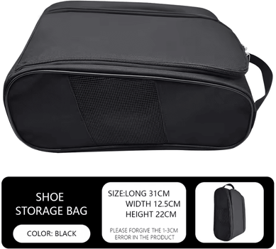 Inspire Curations Breathable Golf Shoe Bag Portable Sports Shoe Travel Organizer pure Black