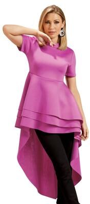 Masseys High-Low Ruffle Tunic (Size Medium) Deep Orchid, Polyester,Spandex