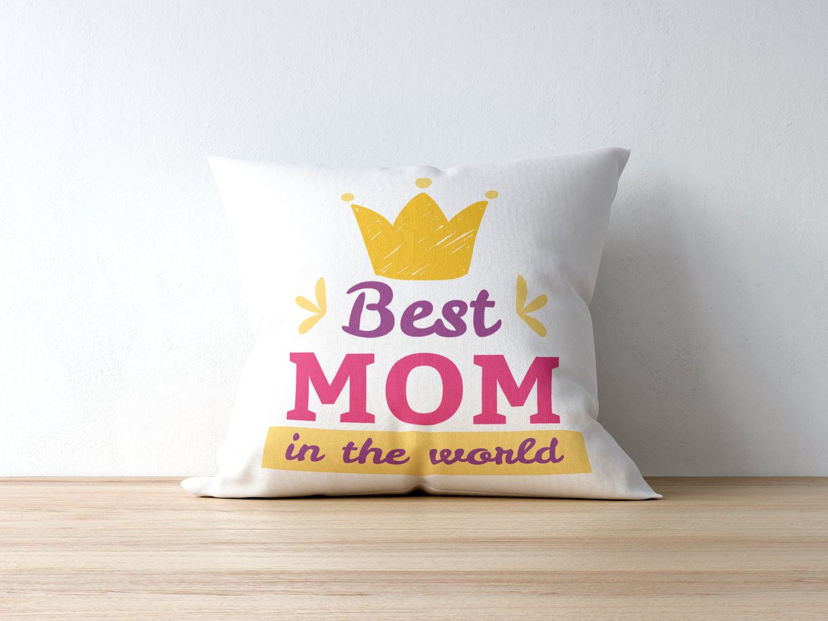 Sierkussen Best Mom In The World - Wit - 40 x 40 cm