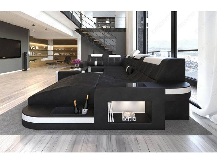 Designsofa Relax Wave U-Form aus Leder